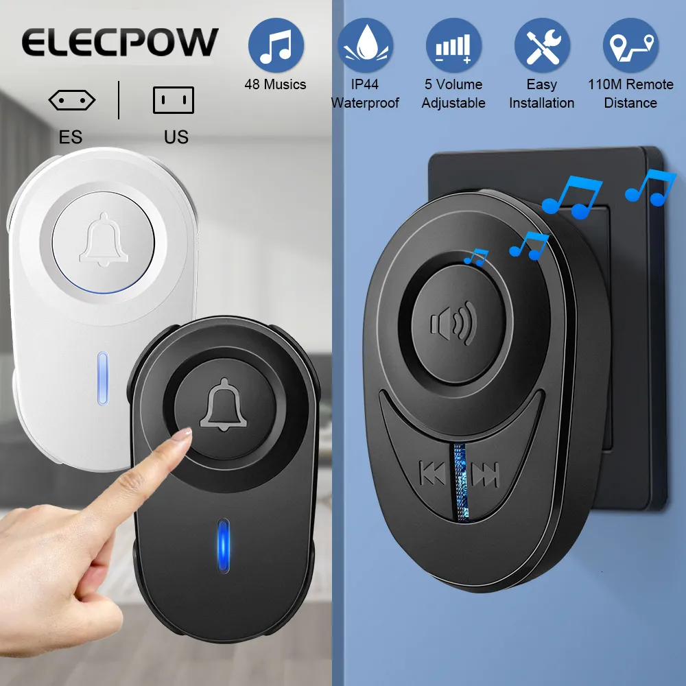 Campanelli Elecpow Campanello senza fili Campanello esterno impermeabile per casa intelligente Promemoria chiamata di emergenza per anziani LED Flash Allarme di sicurezza domestica 230419