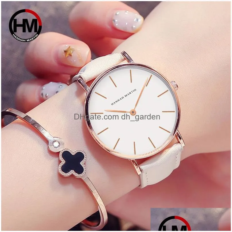 Wristwatches Drop Japan Quartz Simple Women Fashion Watch White Leather Strap Ladies Wrist Watches Brand Waterproof Wristwat Dhgarden Otczq