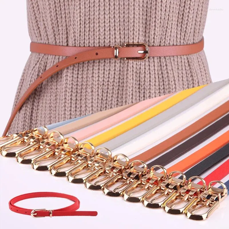 Ceintures Faux cuir mince maigre femme ceinture en alliage boucle ardillon couleur bonbon ceinture réglable femmes robe sangle décorative bricolage