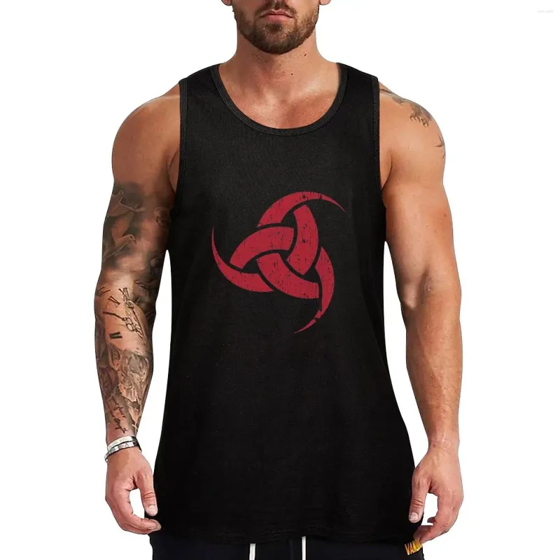 Mens Tank Tops Norse Viking Horn Of Odin Red Distressed Top Man Summer ...