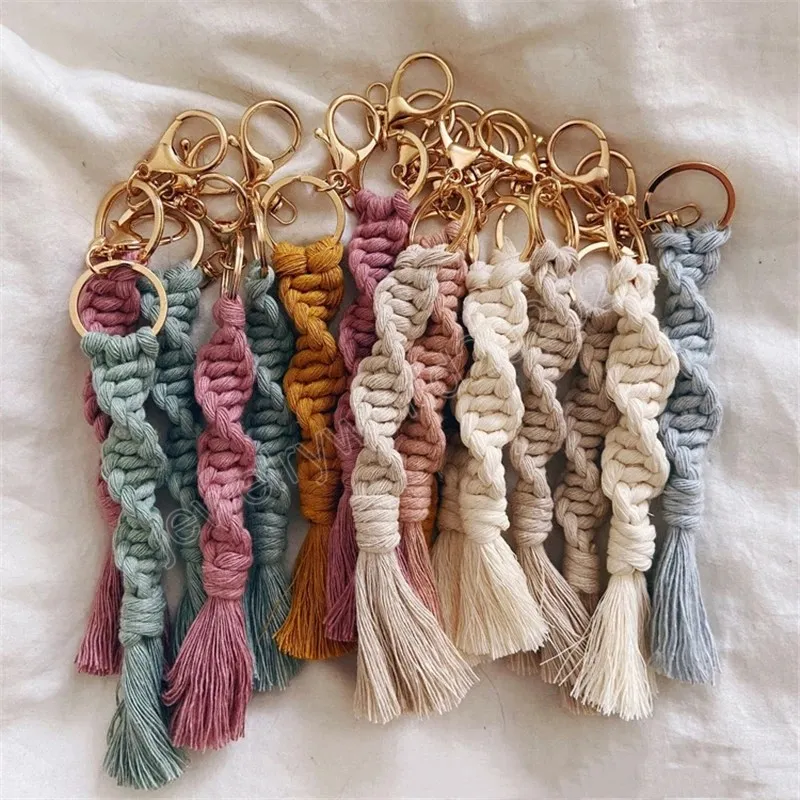 Handmade Woven Keychain For Women Girls Boho Style Tassel Rope Keyring Car Bag Key Pendant Strap Accessorie Fashion Party Gift