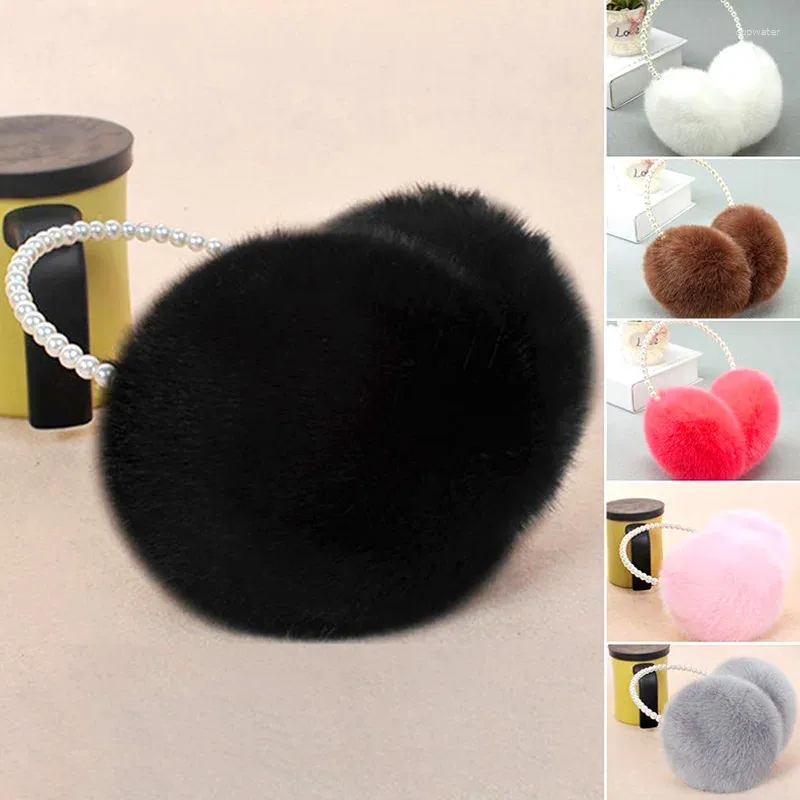 Berretti invernali soffici paraorecchie in peluche imitazione perla in rilievo fascia da donna in pelliccia sintetica paraorecchie antivento ragazze più calde