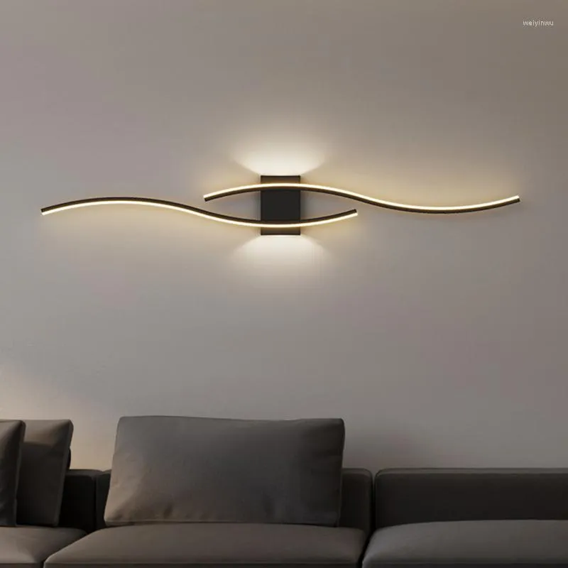 Wandlampen Minimalistische striplamp LED Modern zwart wit goud achtergrond decoratief licht voor woonkamer slaapkamer huisverlichting armatuur