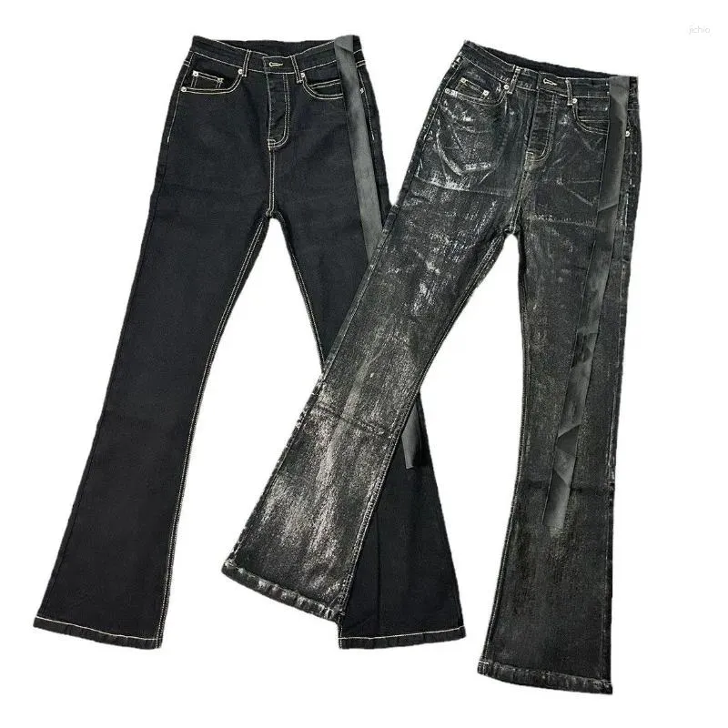 Herren Jeans Slim Fit Beschichtet Micro-Flared Für Männer Und Frauen Straße Hip Hop Gerade Hohe Taille Harajuku Stil Casual Hosen