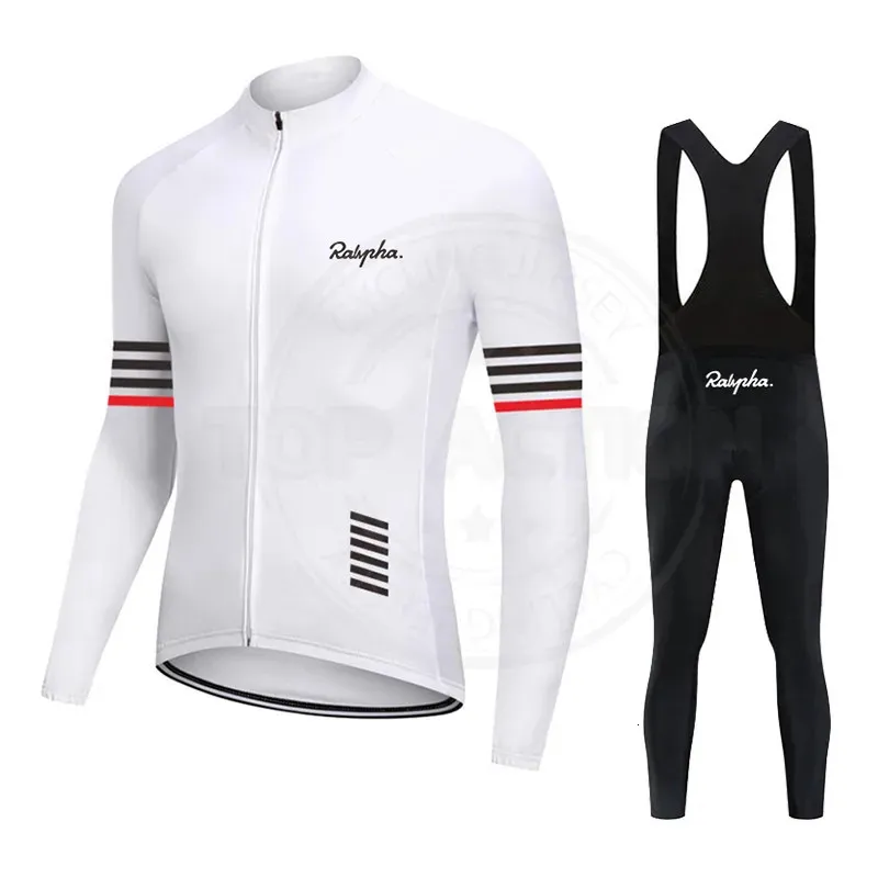 Комплекты трикотажа для велоспорта Высококачественная рубашка для велоспорта Весенне-осенний комплект для велоспорта Raphaful White Maillot Ciclismo Джерси Мужская одежда для велоспорта с длинным рукавом 231120