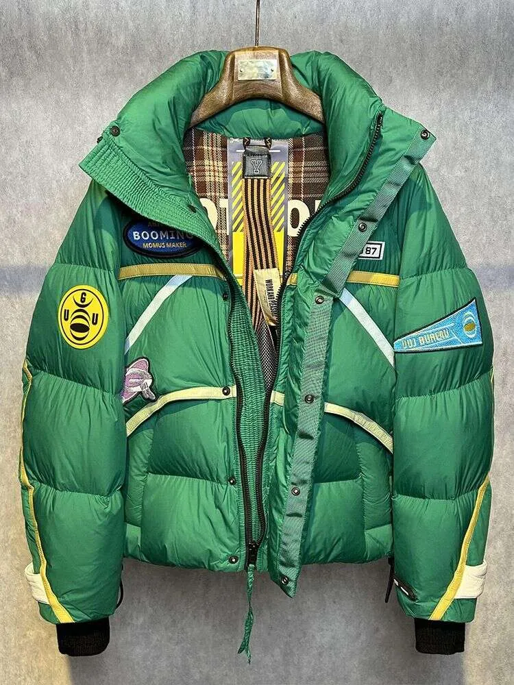 Дизайнерская роскошная зимняя мужская одежда Chaopai Classic 2023, новая тенденция, утепленная теплая хлопковая поп-куртка со свободным воротником-стойкой