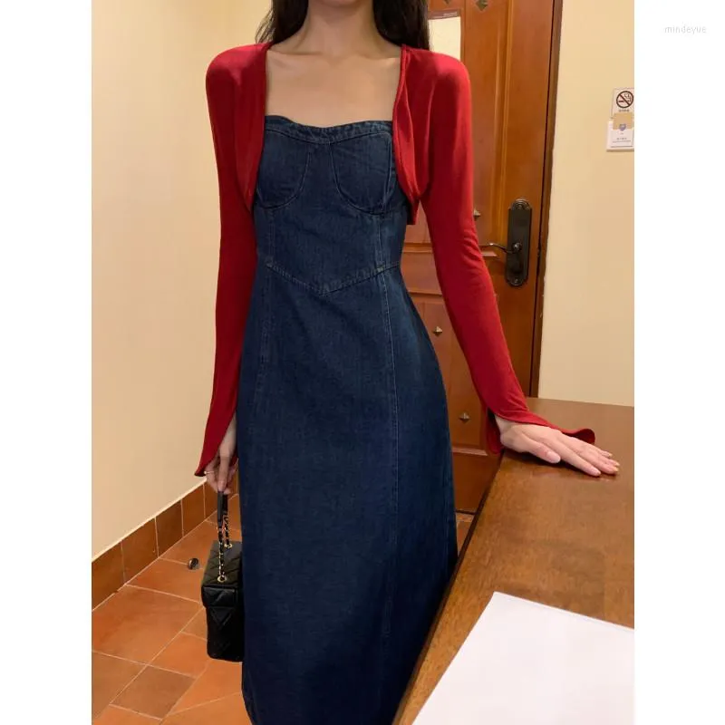 white christmas dresses Amelia Tiered Denim Dress – Pixelated Boutique main image 0