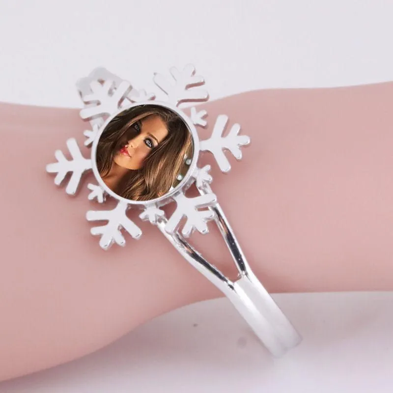 Bettelarmbänder Knopfarmband für Farbstoffsublimation Mode Schnee Frauen Transferdruck Schmuck Maßgeschneiderte Verbrauchsmaterialien 69Charm