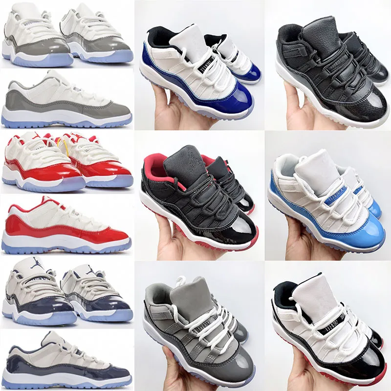 2023 Retro Kids schoenen 11 jongens Lage basketbal Jumpman 11s schoen Kinderen zwarte sneaker Chicago ontwerper militaire grijze trainers baby kind jeugd peuter baby Maat 25-35