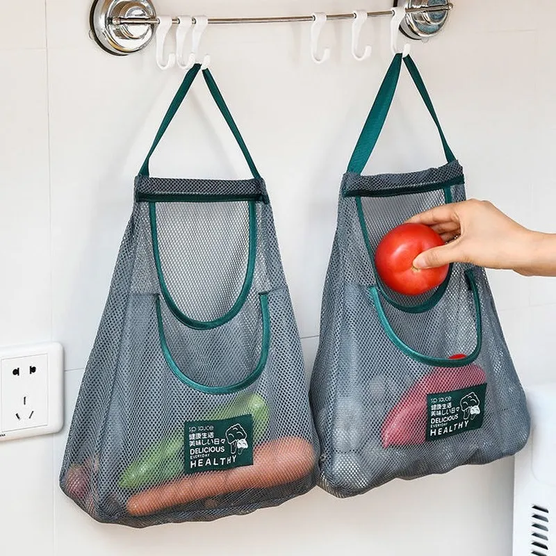 Paniers de rangement sacs d'épicerie réutilisables portables Sac à mailles lavables Fruit Vegetable Shopping String Hanging Kitchen Organizer Handsbag 230419