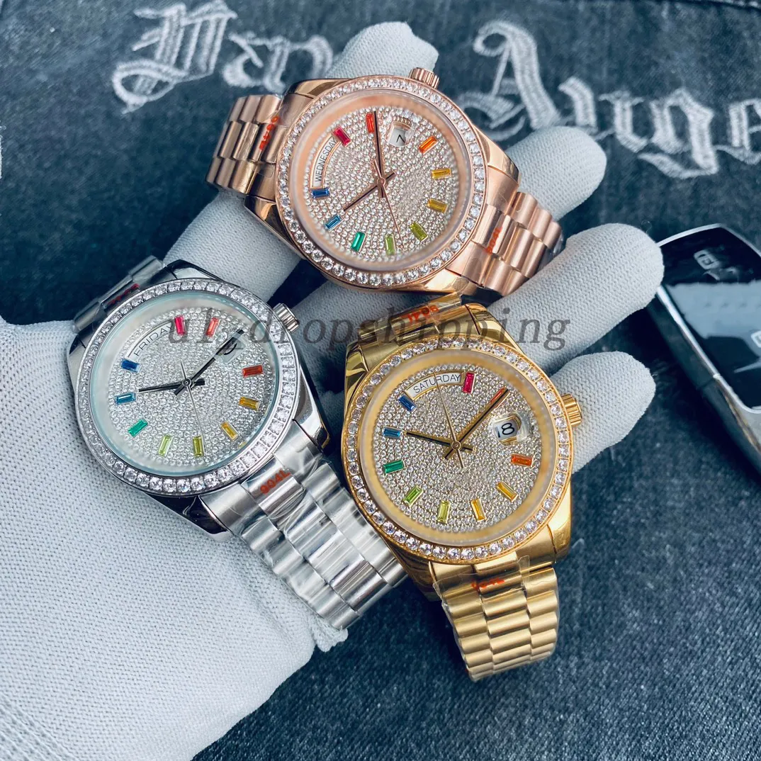 Męskie zegarek dla mężczyzn Diamentowe zegarki Diamentowe zegarki ze stali nierdzewnej Automatyczne zegarek mechaniczny 41 mm złote watces dla kobiet Montres de Luxe
