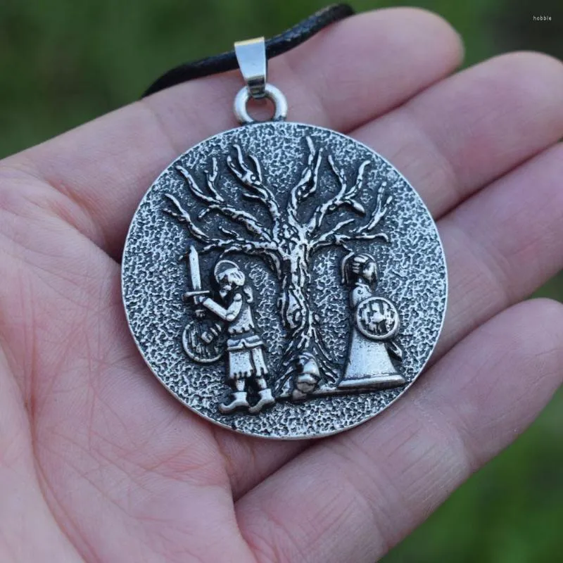 Chains SanLan 1pcs Norse Viking Love Drawing Trees Celebrate Their Born Couple Necklace