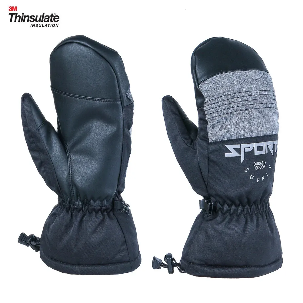 Kayak Eldivenleri Kış Sıcak Kar Kayak Eldivenleri Kadın Erkekler Dokunmatik Ekran Siyah Snowboard Kayak Eldivenleri Su Geçirmez Snowmobile Mittens 231120