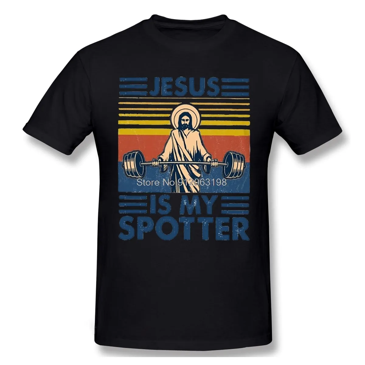 Camisetas Masculinas Masculinas Bodybuilding Pumping Training Crossfit Camisetas Pretas Fitness Jesus Is My Spotter Camisetas de Algodão Puro Camisa Harajuku 230420