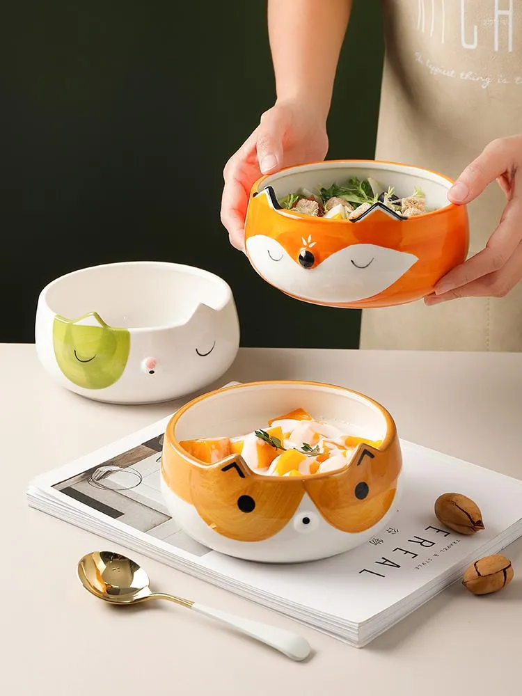 Miski kreskówkowe ceramiczna miska sałatka domowa słodkie zwierzę japońskie lamian makaron ryżowy zastawa stołowa duże deserowe zapasy kuchenne