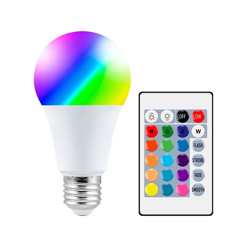 Smart Remote Control Bulbe RGB + W 16 Lumières de changement de couleur E26 Décoration intérieure Lumières 9W Éclairage en direct Lights Fonction de clignotant Z0075 utilisable