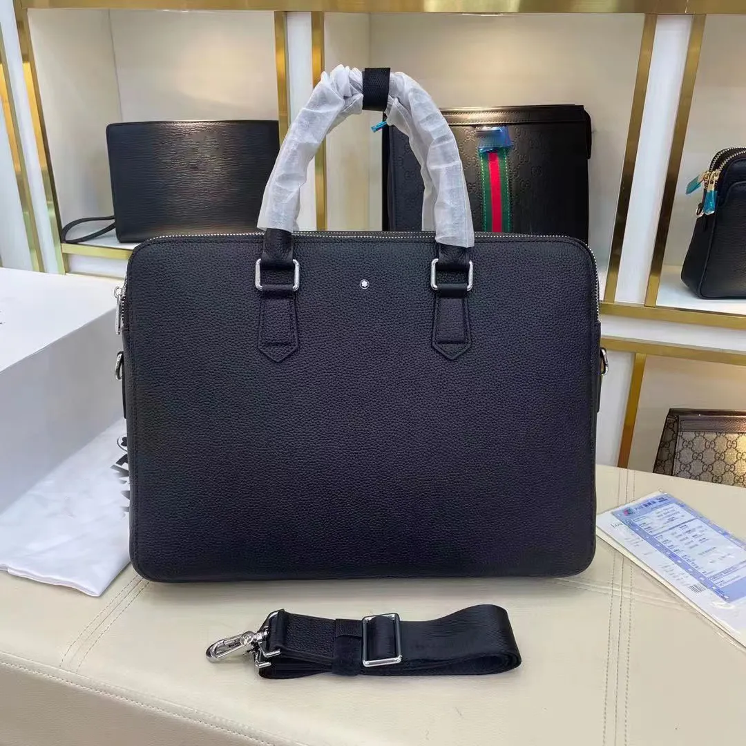 New Men Shoulder Briefcase Leather Designer Handbag Business Plaid Laptop Bag Messenger Bags Totes Mens Luggage Computer Handbags Double Layer Zipper 39cm