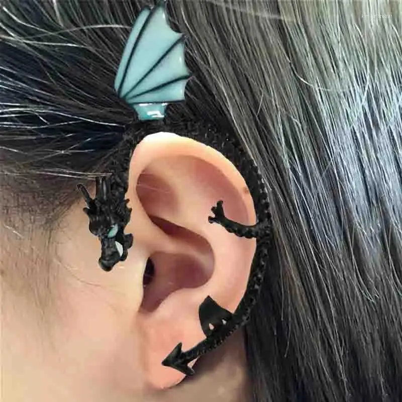 Backs Earrings Domineering Glow-in-the-dark Dinosaur Ear Clip Flying Dragon For Men And Women Trend Gothic Jewelry Gift Wholesale