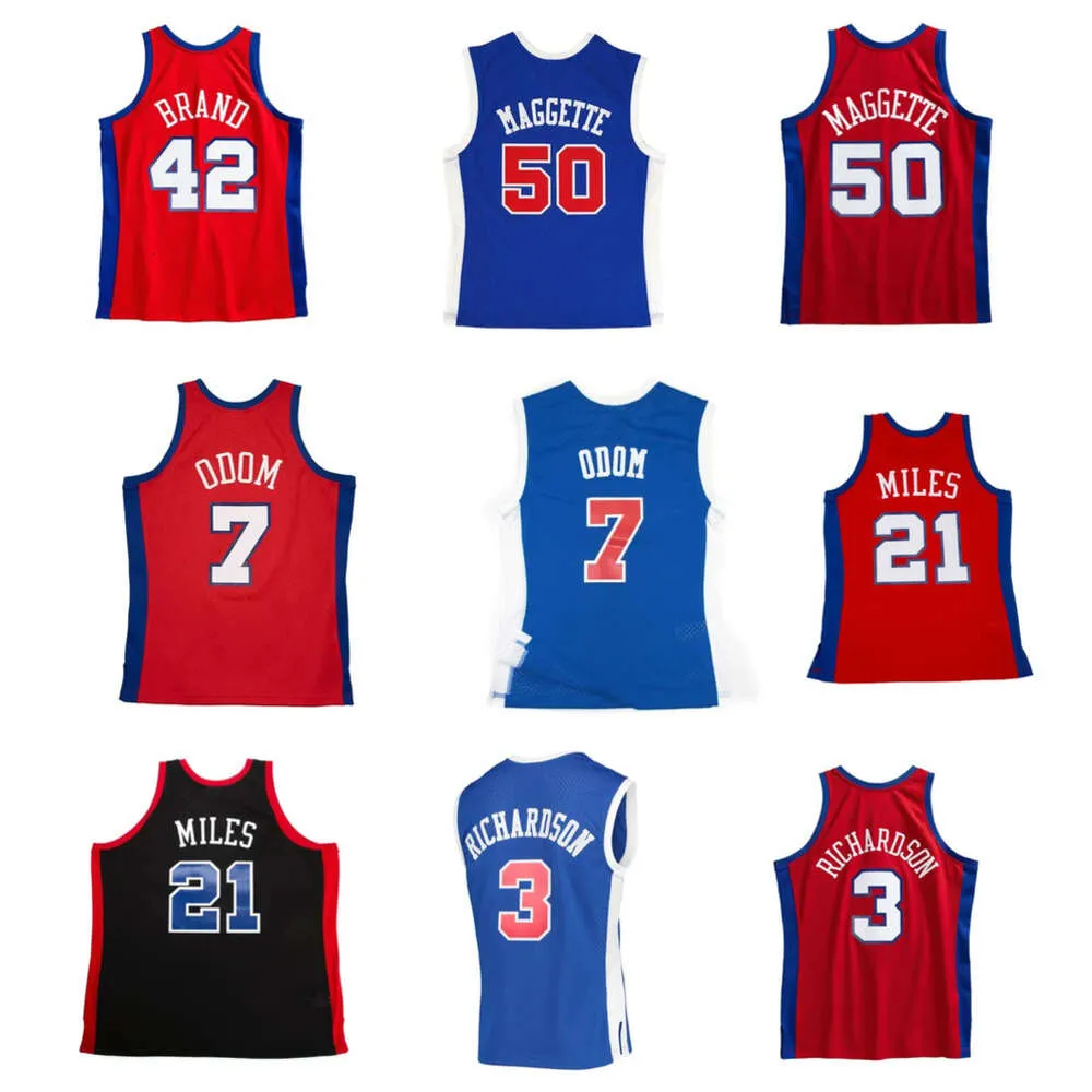 S Sl Elton Marque Clipper Basketball Jersey Los Lamar Odom Angeles Miles Corey Maggette Quentin Richardson Mitch et Ness Throwback Jerseys Red