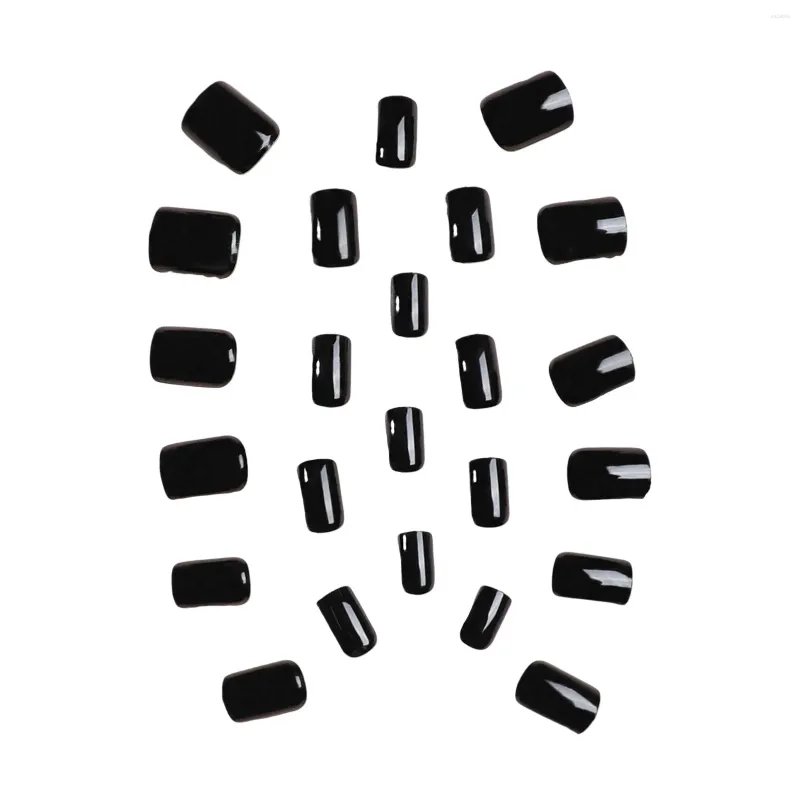 Falska naglar Glossy Black Square Fake Nail Art Full Cover Artificial Tips for Shopping Travel Dating