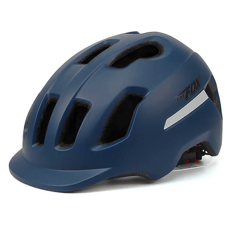 Cycling Helmets BATFOX New Urban Leisure Commuter Cycling Helmet Men Women Ultralight Safe Road Bike Helmet blue Night Reflective Design P230419