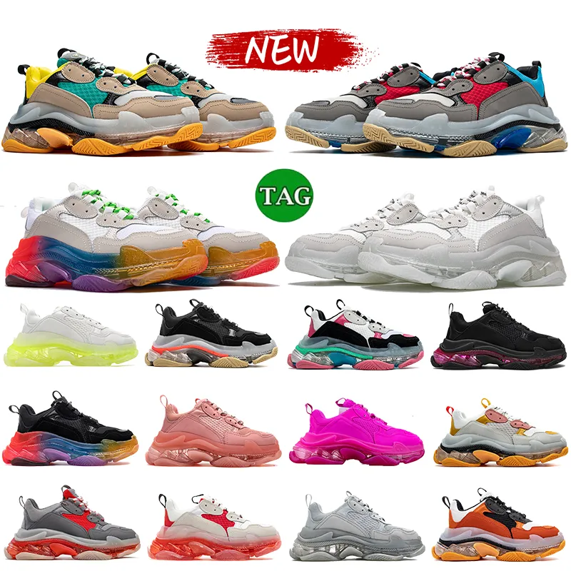 Paris Estilista Sapatos Casuais Masculino Feminino Preto Rosa Neon Branco Fluo Amarelo Bege Verde Amarelo Gym Vermelho Azul Tênis Moda Luxo Altura Crescente Sapatos EUA 6-12