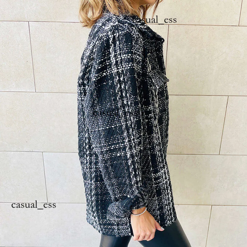 Autumn New Plaid Coat Temperament Women's Polo Neck Loose Button Long Sleeve Jacket Cardigan Women 667 dfashion98