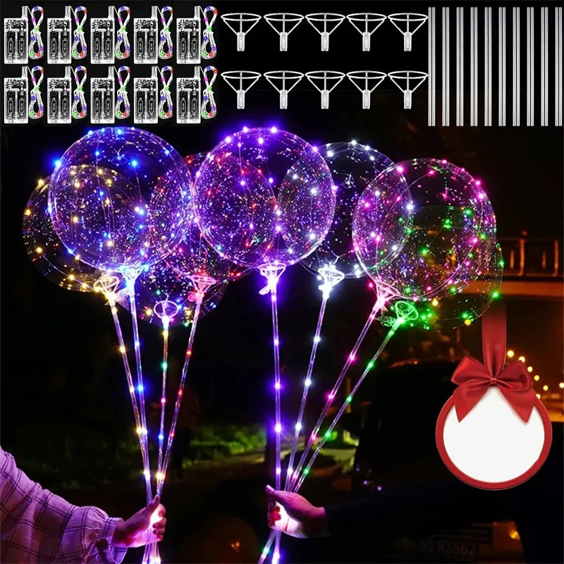 20-Zoll-LED-Leucht-Bobo-Luftballons mit Lichterkette, transparenter Ballon, Festival-Dekoration, Geburtstag, Hochzeit, Partyzubehör