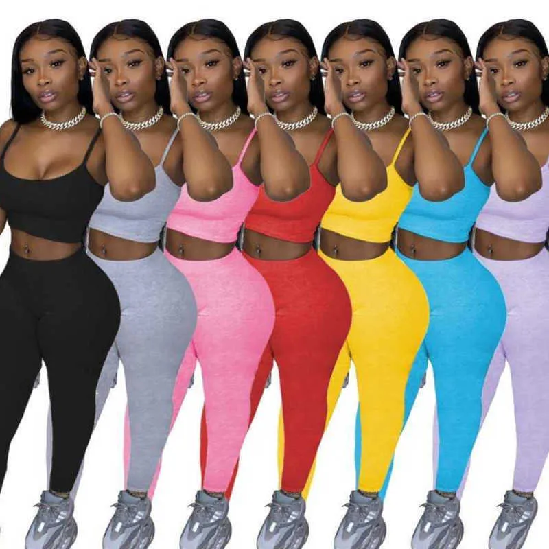 Designer Womens Two Piece Tracksuit Set Back With Slim Fit Pants And Sling Top Solid Color Casual Sports Suit With Suspender Legging Outfits From Txjc0002 4.17 DHgate.Com