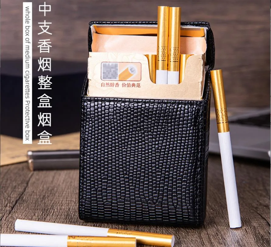Smoking Pipes 6.5mm Medium Cigarette Special Cigarette Box Full Pack of 20 Men's Cigarette Bags Leather
