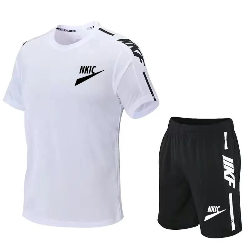 Sommermarke LOGO Trainingsanzug Herren Zweiteiler Lässiges T-Shirt und Shorts Set Herren Sportanzug Mode Kurzarm Herrenanzüge