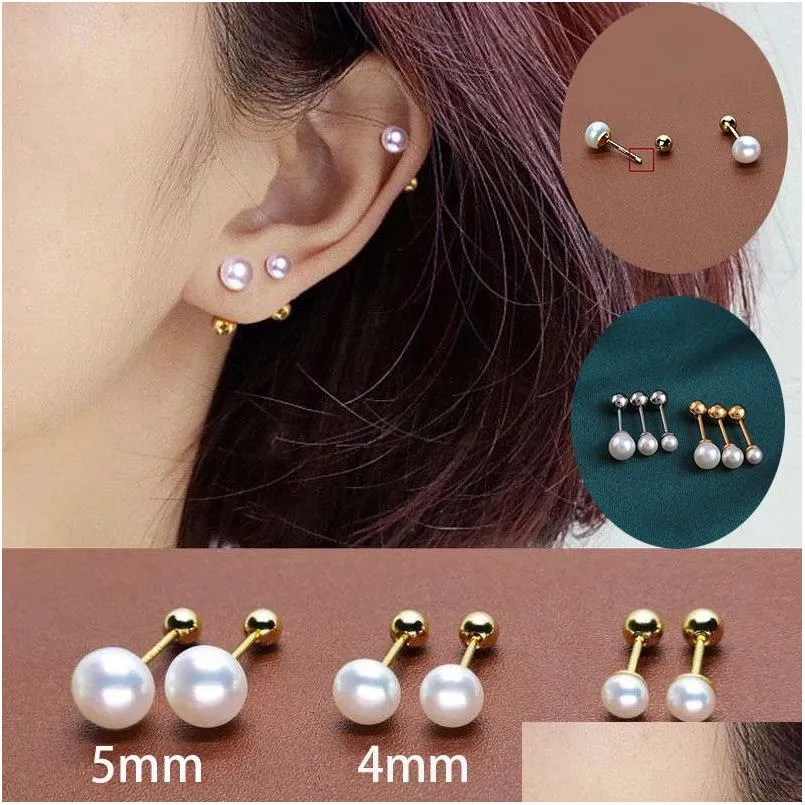 Stud 1 PC en acier inoxydable perle oreille goujons boucles d'oreilles pour femmes / hommes 5 mm Tragus Cartilage Piercing Bijoux Drop Livraison Bijoux Dhgarden Otk3Q