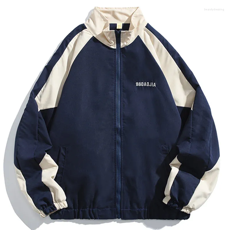 Herrjackor motorcykel bomberjacka veste homme casual varsity män kvinnor lapptäcke streetwear sport vindbrytare vårrock