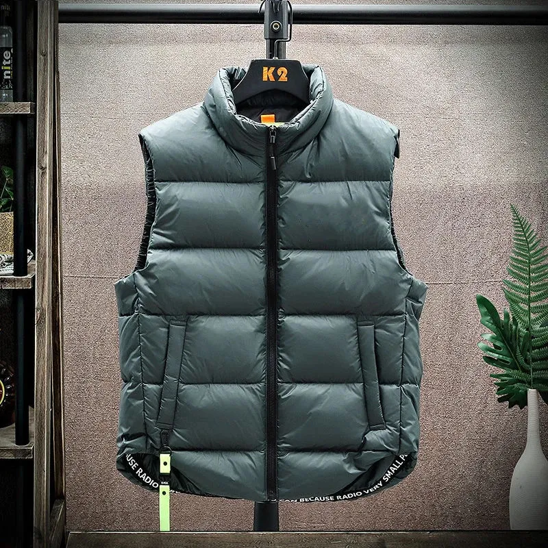 Men's Vests Men's Down Vest Winter Warm White Duck Down Puffy Padded Waistcoat Fashionable Windproof Thick Jacket Outwear Male Clothes 231120