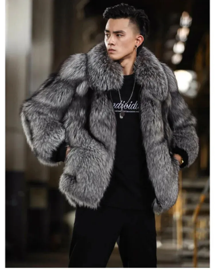 Men's Fur Faux Luxury Winter Warm Jackets Men Furry Coats Outwear for Black Coat 231120