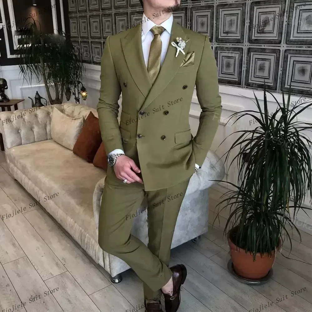 Olive green double breasted blazer top