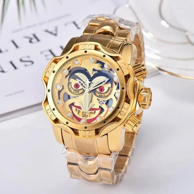 Наручные часы Invincible Joker Мужские водонепроницаемые роскошные часы с большим циферблатом Золотые непобедимые Invicto Reloj De Hombre For Drop