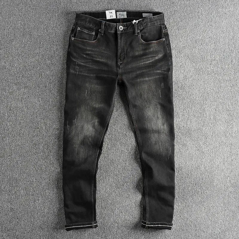 Dżinsy męskie q006# wiosna i jesień amerykański retro czarny jeansowy modny modny spryt