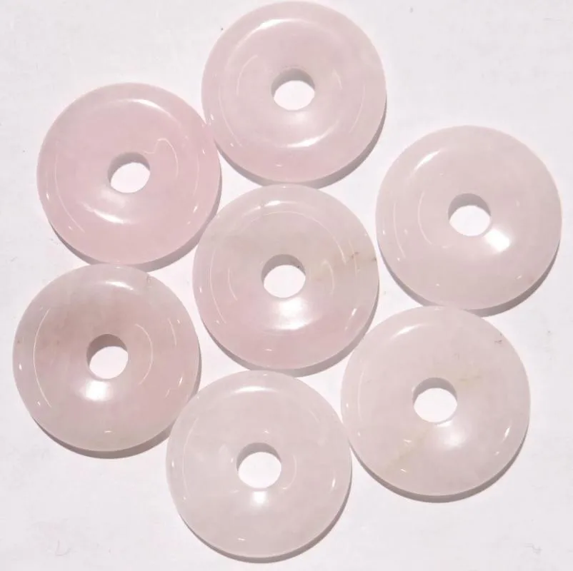 Anhänger Halsketten Mode Hochwertige Mischung Natürliche Rosa Kristalle Steinkreis Donut Charms Anhänger 35mm Für Schmuckherstellung 10 teile/los