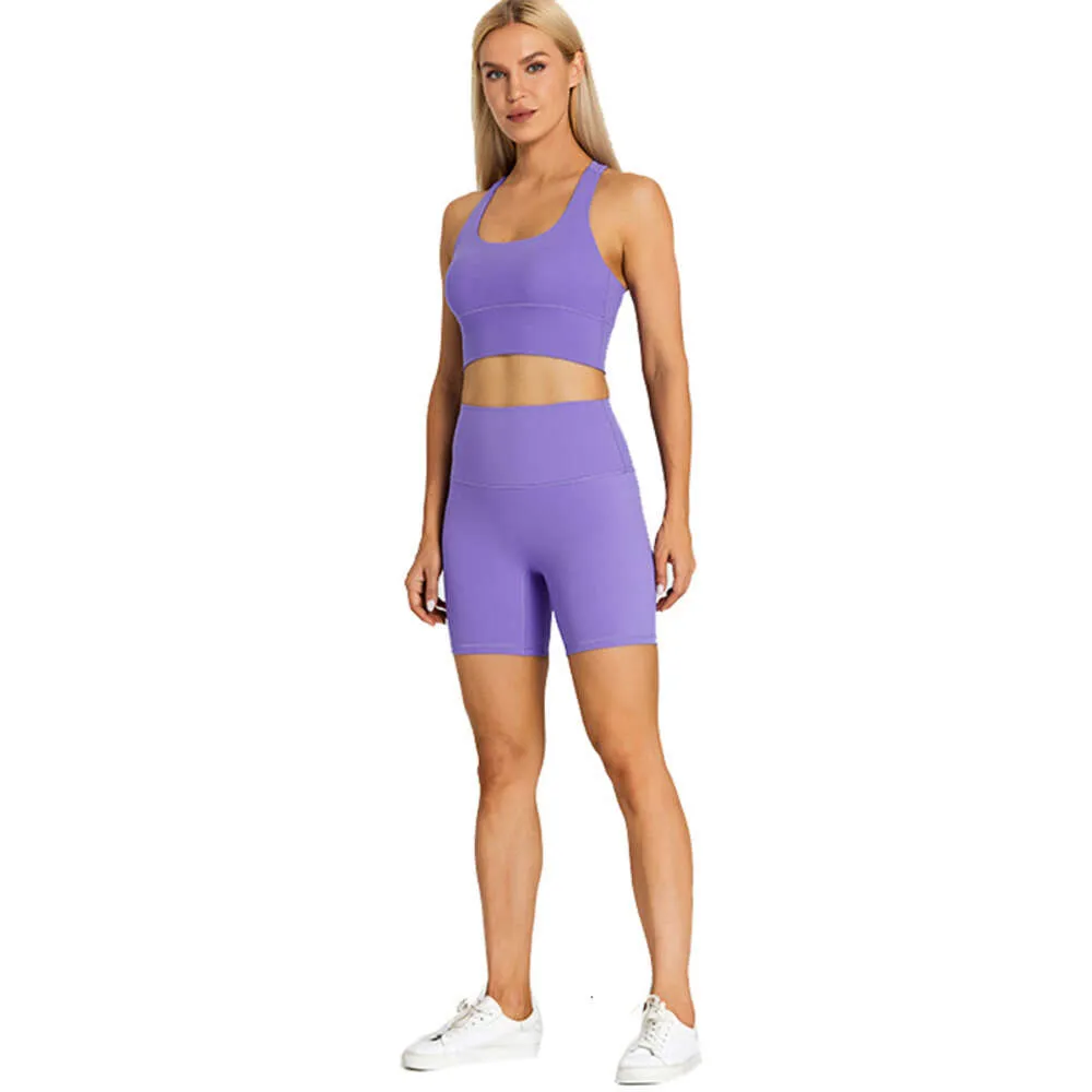 Lu Lu Align Outfits Summer Seamless Shorts Set Gym Sport Yoga