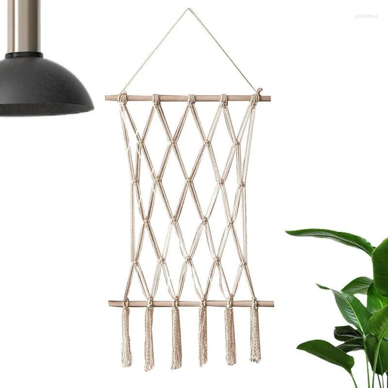 Decoratieve beeldjes Handgemaakte wandhangende foto -display Macrame Boho geweven po collage frame kwastjes voor slaapkamer decorbenodigdheden