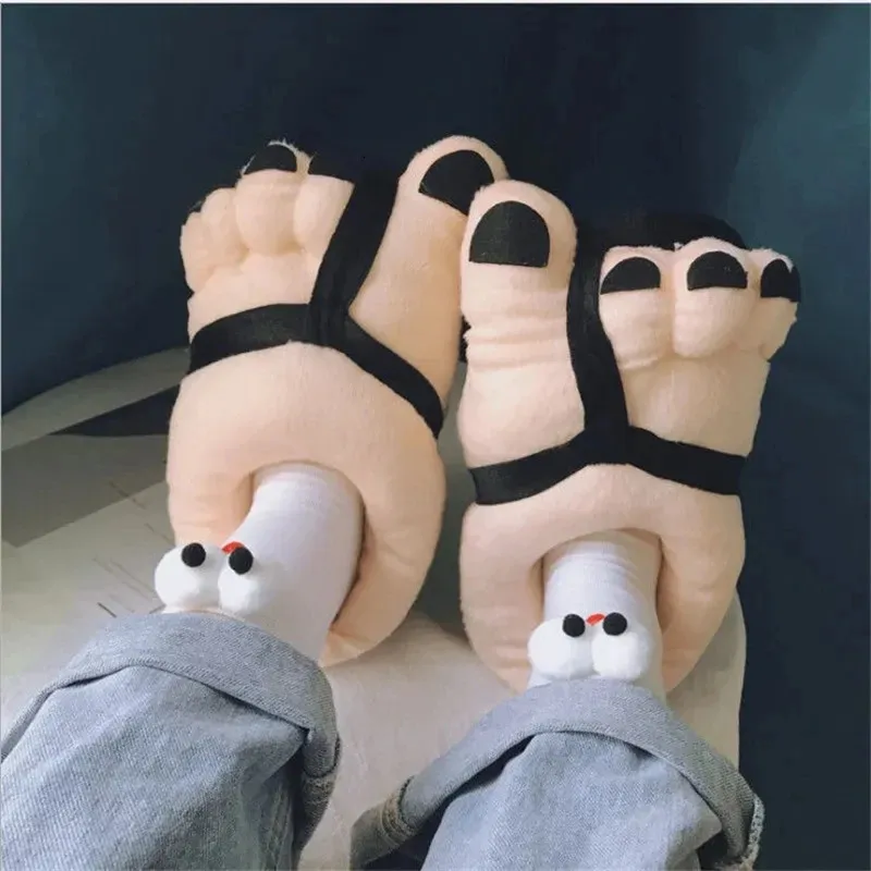 Slippers Mannen Vrouwen Winter Grote Voeten Creatieve Koppels Grappig Huis Slides Thuis Zachte Warme Katoen Slider Chanclas Hombre 231118