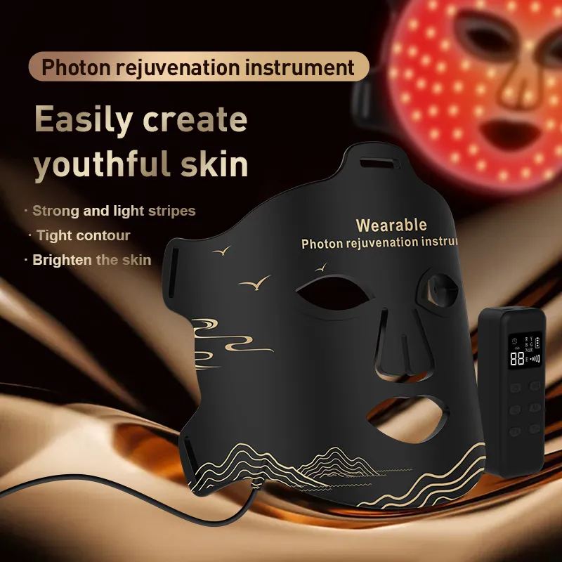 2024 Beauty Wireless LED Blue Red Infrared Light PDT Photon Therapy Silicon Facial Mask For Ance Removal