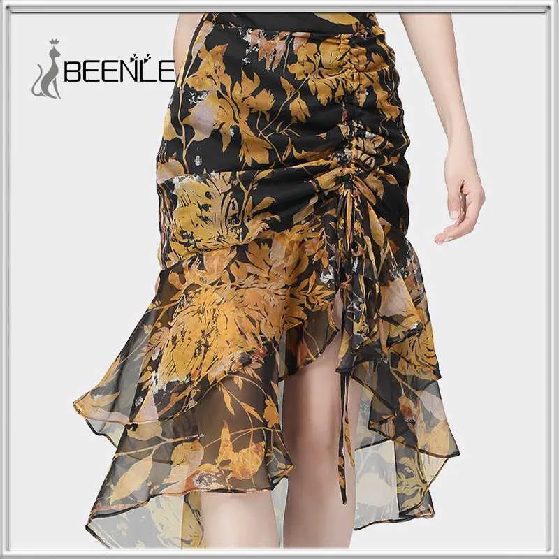 Skirts BEENLE Skirt 2023 Autumn Floral Dress High Waist Slimming Floral Fashion Fishtail Long Skirts Mid-length Even Parti Women Dress P230420