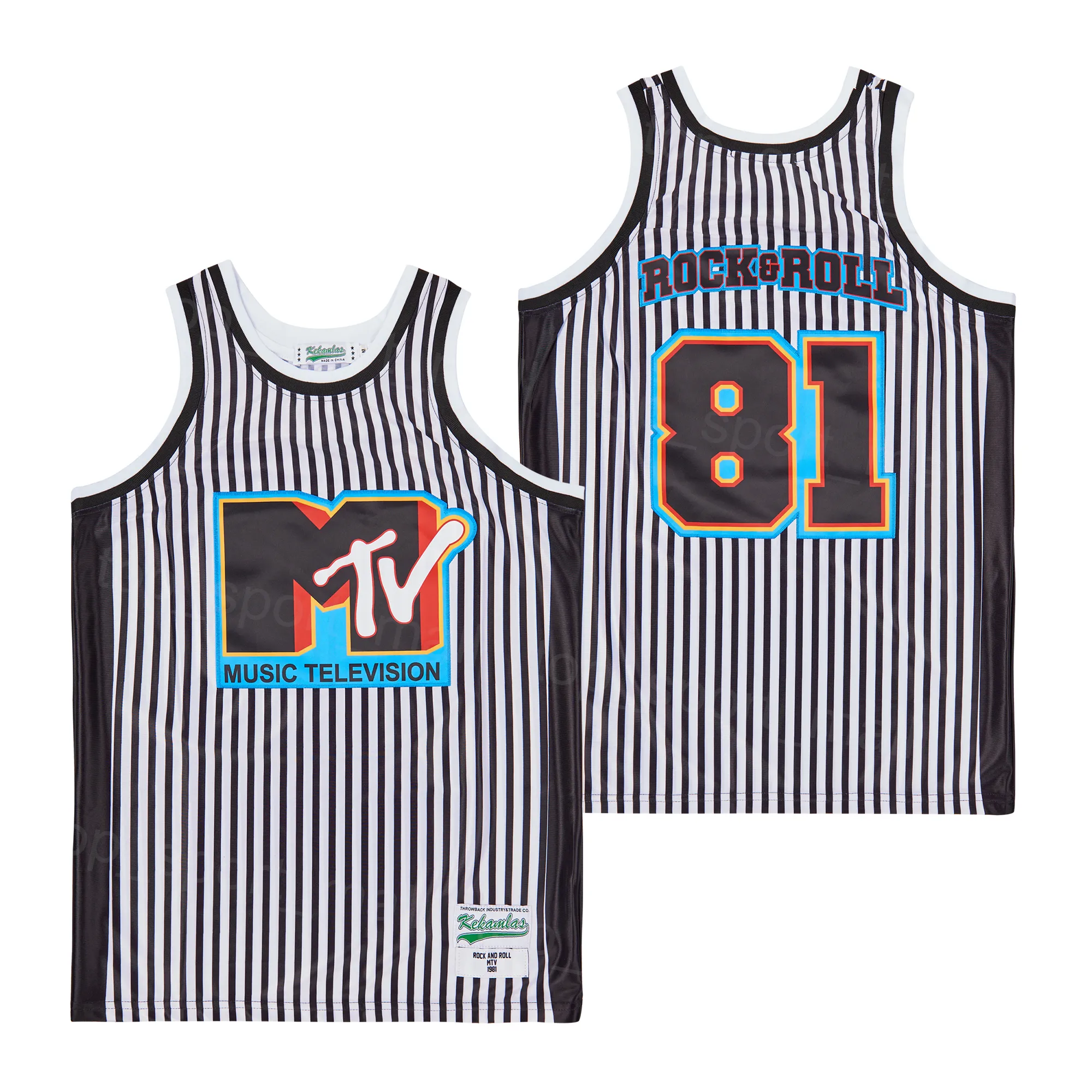 Movie Basketball 81 Rock Roll Jersey Musica Televisione MTV High School Squadra traspirante Nero Retro HipHop Per gli appassionati di sport Camicia estiva universitaria in puro cotone HipHop