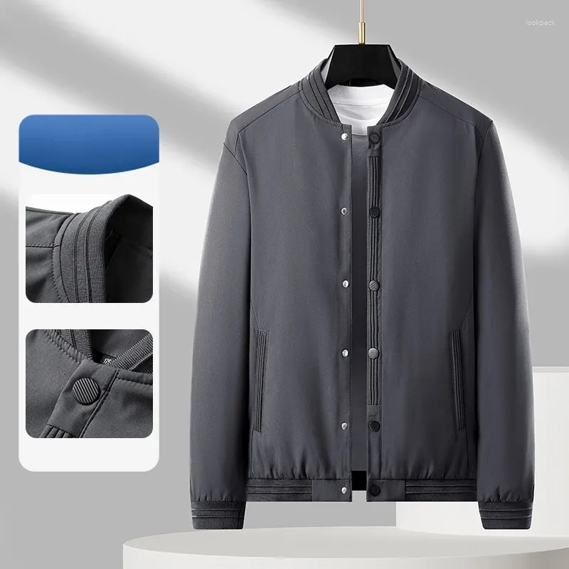 メンズジャケット春秋のビジネスジャケットウィンドブレイクブレークボールブラックグレープラスサイズ8xlストリートウェアカジュアルボタンシンプルさのコート