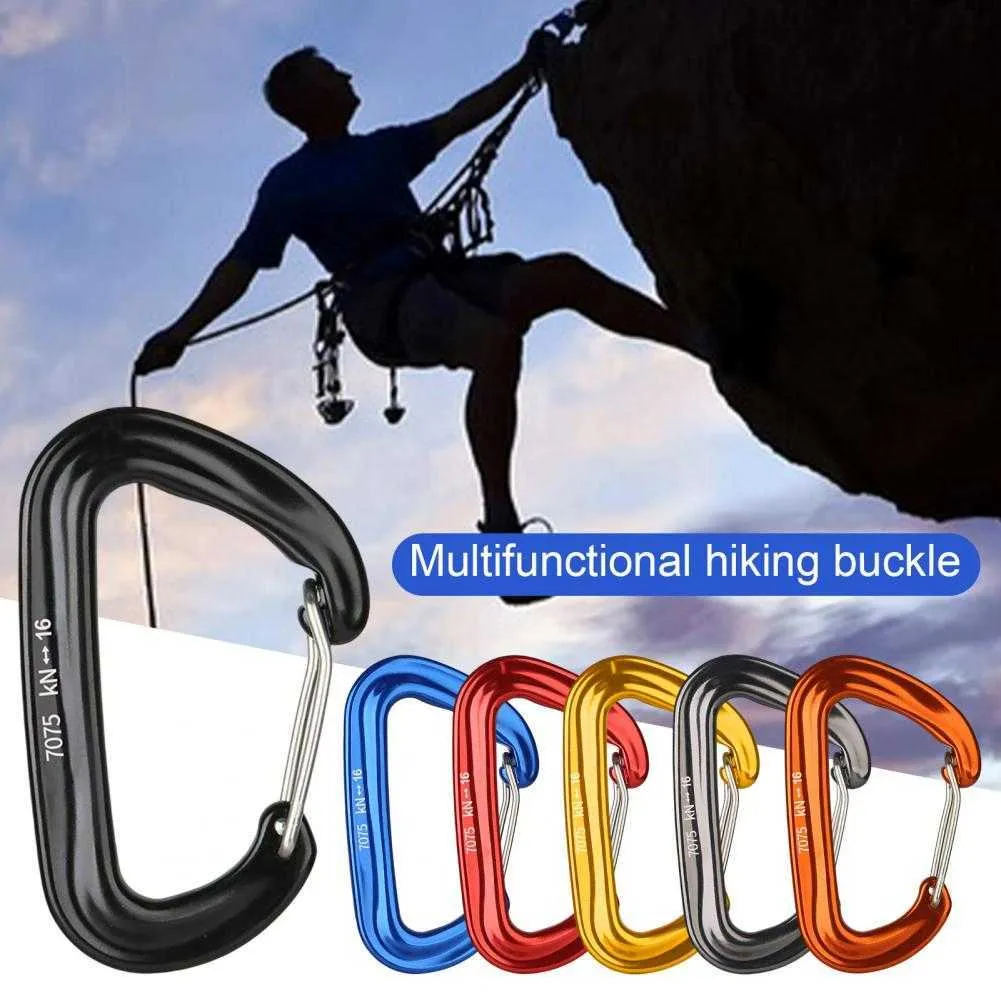 5 PCSCARABINERS 16KN CARABINER HÖG TUCKNESS Mångfogad slitbeständig vandring D Shape Carabiner Buckle For Outdoor P230420