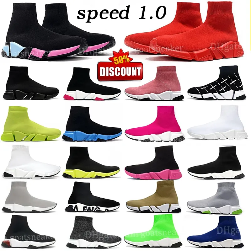 Дизайнерская скорость 1.0 2.0 Обувь для носков Граффити Кроссовки Платформа мужские носки для бега обувь черный белый мастер для женщин Кроссовки speeds Trainer balencigas speeds