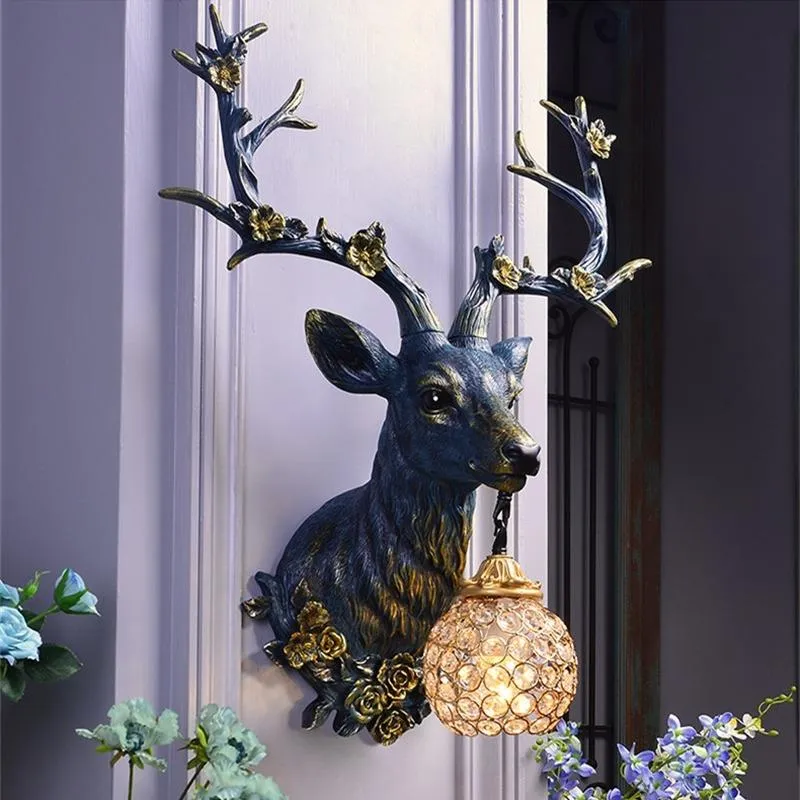 Wall Lamps Vintage LED Loft Resin Deer Lamp Nordic Kitchen Attic Aisle Living Room Bedroom Sconce Light Home Decor Vanity Lights