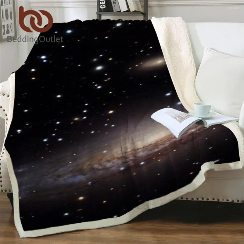 Mantas Ropa de cama Increíble Galaxy Sherpa Manta Universo Imprimir Camas de felpa Sofá Cubierta Delgada Edredón Mantas Para Cama